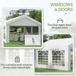 Outsunny 4m Gazebo Garden Marquee Canopy Party Carport Shelter Garage Tent White