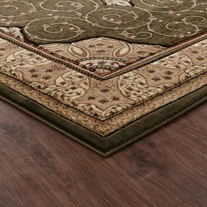 Abaseen 200x290 cm Green Royal Tabriz Rug Classic Oriental Rug 10mm Soft Pile Washable Area Rugs for Home and Office