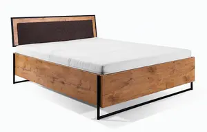 Loft Ottoman Bed with Slats - EU Double in Oak Lancelot & Black - W150cm x D216cm x H100cm, Stylish and Functional