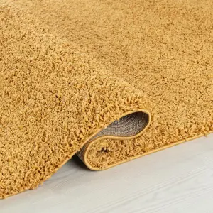 Wadan 120x170cm Gold Shaggy Rug - Rectangular Soft Touch Thick Pile Modern Area Rug - Rugs for Living & Bedroom Non Shedding