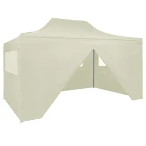 Berkfield Professional Folding Party Tent with 4 Sidewalls 3x4 m Steel Cream