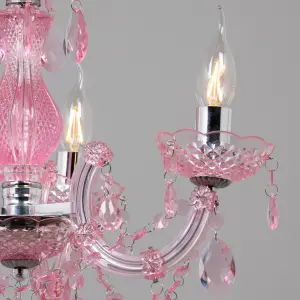 Litecraft Pink Marie Glow Kids 3 Light Chandelier