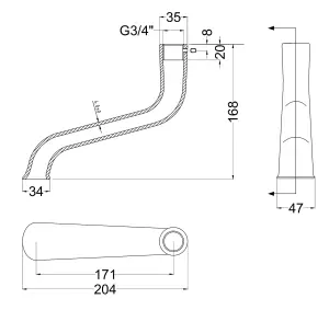 Traditional Shower Triple Exposed Valve with Rigid Riser Shower & Bath Spout Set - Chrome/White - Balterley