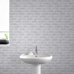 Contour Grey Brick effect Blown Wallpaper Sample