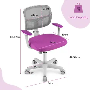 Costway Kids Computer Chair Low-Back Task Study Chair Children Office Chair Height Adjustable