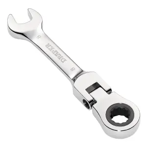 Draper Tools HI-TORQ Metric Stubby Flexible Head Ratchet Combination Spanner, 8mm