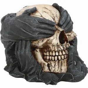 Spiral Direct See No Evil Resin Skull Sculpture Black/White (One Size)