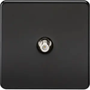 Knightsbridge Screwless Non-Isolated Satellite TV Outlet 1 Gang Matt Black - SF0150MB