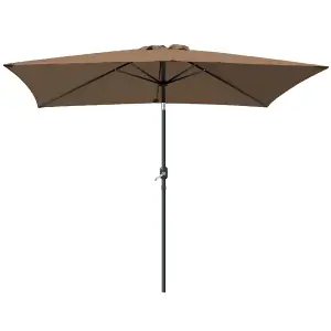 SunDaze 2x3M Taupe/Brown Garden Parasol Sun Shade Umbrella with Crank Handle & Tilt Mechanism