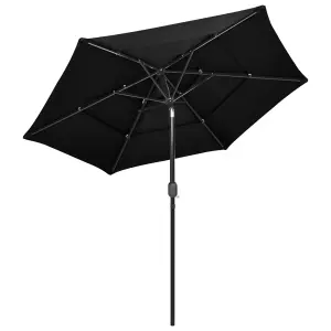 Berkfield 3-Tier Parasol with Aluminium Pole Black 2.5 m