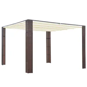 Berkfield Gazebo with Roof Poly Rattan 300x300x200 cm Brown and Cream