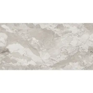 Santiago Gloss Grey Marble Effect Porcelain Wall & Floor Tile - Pack of 16 Tiles, 11m² - (L)600(W)1200mm