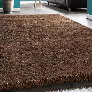 Brown Thick Shaggy Rug - California - 60x230cm (2'x7'8")