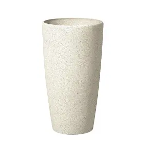 Set of 2 Plant Pots Stone 31 x 31 x 58 cm Beige ABDERA