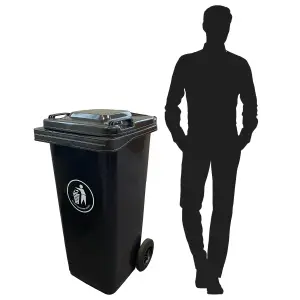 Express Wheelie Bins - Blue Outdoor Wheelie Bin for Trash and Rubbish 120L with Rubber Wheels