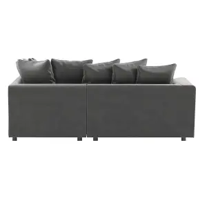 Brooklyn Plush Velvet 3 to 4 Seater L Shaped Corner Sofa Foam Grey Right Hand Facing