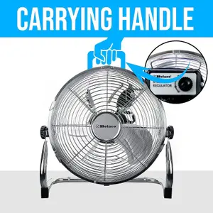 Belaco 9" Chrome Metal Floor Fan - High Velocity