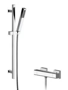 Empire Square Bar Valve & Slide Rail Shower Kit - Chrome - Balterley