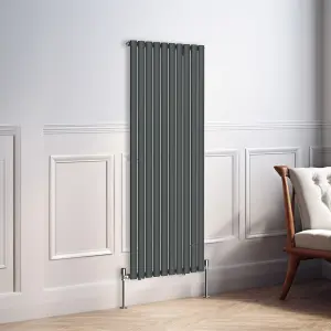 Right Radiators 1600x590mm Vertical Single Oval Column Designer Radiator Anthracite