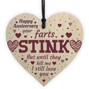 Red Ocean Funny Anniversary Card Anniversary Gifts For Him / Her Gifts For Couples Keepsake Wooden Heart Plaque