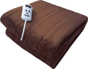 Bauer Electric Heated Throw Blanket With Luxury Fleece Lining | 10 Heat Levels | Machine Washable | Brown