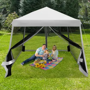 Costway Patio Outdoor Instant Pop-up Canopy Slant Leg Mesh Tent Foldable Gazebo