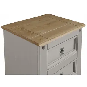 Mercers Furniture Corona Grey Wax 5 Drawer Narrow Chest Solid Pine with Mexican Styling