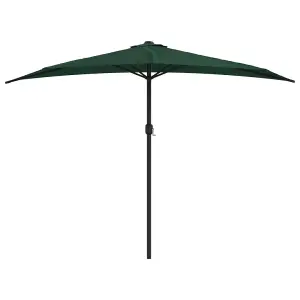 Berkfield Balcony Parasol with Aluminium Pole Green 300x150 cm Half