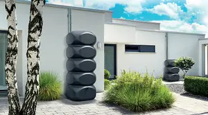 Rainwater Tank,Water Butt Garden Large Plastic Inc Connection kit Anthracite 1000 Litres