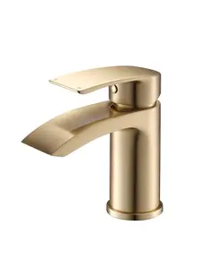 Aquarius Arc Mini Mono Basin Mixer Tap inc Waste Brushed Brass