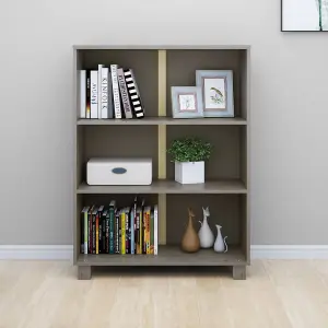 Berkfield Book Cabinet Light Grey 85x35x112 cm Solid Wood Pine