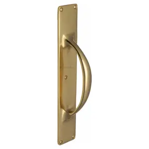 Heritage Door Pull Handle on Plate Polished Brass