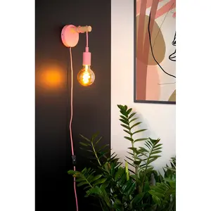 Lucide Pola Modern Wall Light Children 12cm - 1xE27 - Pink