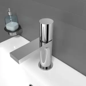 Nes Home Arte Handleless Futuristic Chrome Basin Mixer Tap Deck Mounted Brass Core