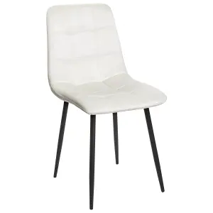 Set of 4 Dining Chairs POWELL Velvet Off-White