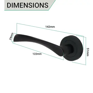 Matt Black Round Door Handle 51mm Pack of 2