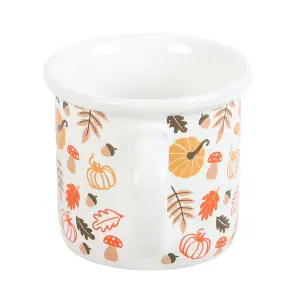 Something Different Autumn Leaves And Pumpkins Mug White/Orange/Red (One Size)