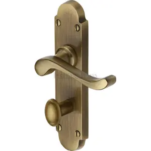 Heritage Door Handle for Bathroom Savoy Design (Set of 2) Antique Brass