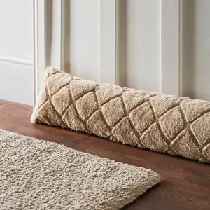 Catherine Lansfield Cosy Diamond Faux Fur Door Draught Excluder Natural