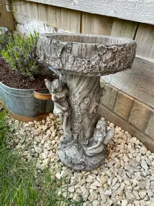 Fairy Bird Bath Stone Statue Outdoor Garden Ornament British Made Feeder