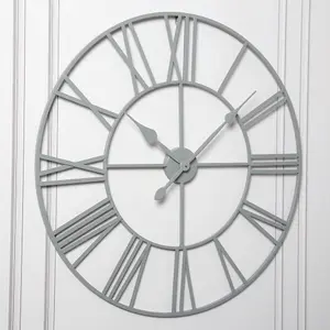 EOS - Skeleton Wall Clock with Roman Numerals - 80x80cm - (silver Foiled)