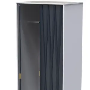 Diamond Ready assembled Modern Matt indigo & white Tall Double Wardrobe (H)1970mm (W)740mm (D)530mm