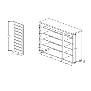 5 Tier Shoe Storage Cabinet 3 Door Cupboard Stand Rack Unit Grey