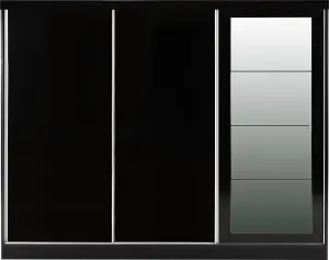 Nevada 3 Door Sliding Wardrobe in Black Gloss Finish