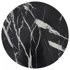 Interiors by Premier Black and Gold Marble Round Chopping Board, Non-Slip Marble Chopping Board, Easy to Clean Black Board