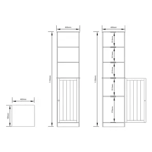 Lassic Hayle Tall Matt White Single Wall-mounted Bathroom Cabinet (H)170cm (W)40cm