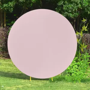 Round Polyester Spandex Arch Stand Backdrop Cover Garden Arbors Cover, Baby Pink - 180cm