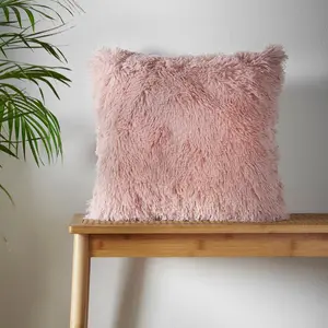 Cuddly Deep Pile Faux Fur Cushion Cover Pink