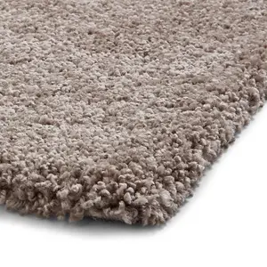 Beige Plain Shaggy Modern Polypropylene Easy to Clean Rug for Living Room Bedroom and Dining Room-160cm X 220cm