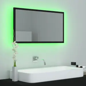 Berkfield LED Bathroom Mirror Black 80x8.5x37 cm Engineered Wood